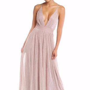 Mauve plunging maxi dress